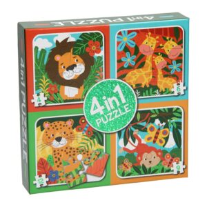 4-in-1 Puzzel – Jungledieren