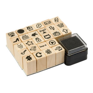 Houten Stempelset – Symbolen, 27dlg.